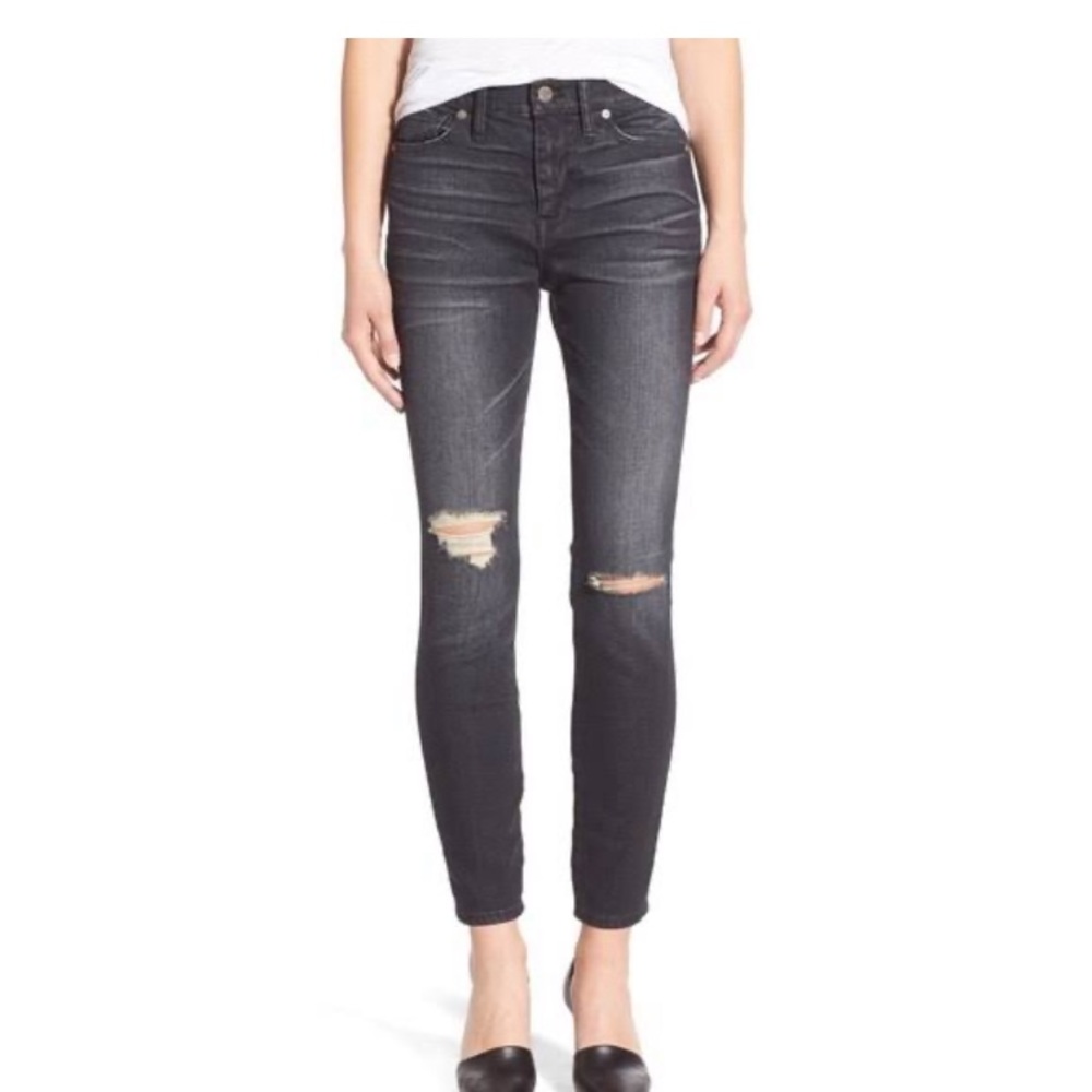 Madewell High Riser Skinny grey ripped jeans, 25